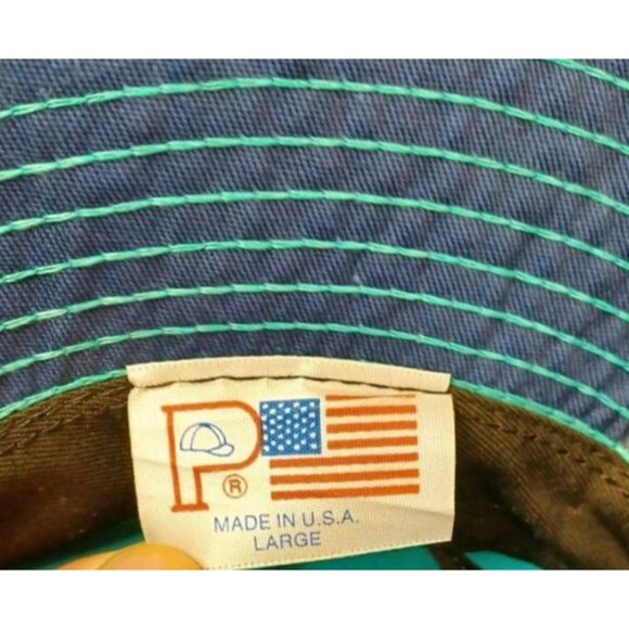 Fishing Themed Pattern Teal Bucket Hat by P Cap ~ Size Large ~ USA Never Worn - Picture 6 of 6